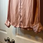 Paige  Pink Smocked Shoulder Button Front Blouse Shirt Top Long Sleeve Size S Photo 9