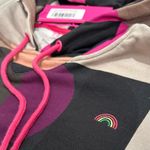 Terez NWT  Neutral Mod Hoodie Sweatshirt 100% Cotton Brown Pink Abstract Size XS Photo 4