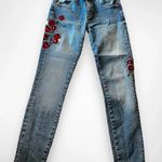 MAVI Adriana Skinny Ankle Jeans Mid Rise With Floral Embroidery Size 25 | EUC Blue Photo 9