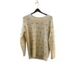 Loft  Lou &‎ Grey Cream Knit Sweater with Purple Dot Embellishments Size L Photo 7