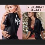 Victoria's Secret Victoria’s Secret Satin‎ Tie Front LOVE Graphic Print Robe in Black One Size Photo 8