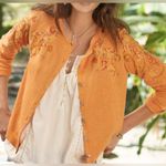 Sundance  Vintage Beauty Button Front Cardigan Sweater Orange Beaded Embroidered Photo 3