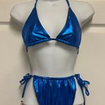UNBRANDED Blue Metalic Triangle Reversible Bikini Set Photo 2