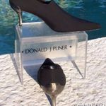 Donald Pliner Leather Shoe Pump Bootie Crepe Elastic Stretch $340 NWT Metal Heel Black Size 6 Photo 9