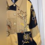 Vintage Indigo Moon Jacket 2X Yellow Black Embroidered Floral Art to Wear Photo 7