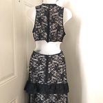 Avec Les Filles Black Whimsygoth gothic grunge lace cut out slim fit fitted maxi halter formal prom dress gown deep V neckline, open back, and tiered ruffle hem-S  #goth #whimsygoth #fairycore #fairygrunge Photo 3