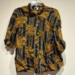 Amuse Society  Palm Tree Black and Gold button down shirt size large Photo 0