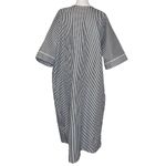 Casual Nights 3X Plus Size Black White Seersucker Zipper Maxi House Dress Robe Photo 3
