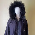 Vintage Jacqueline Ferrar Black Parka Coat Real Fox Fur Trim Hood XS Petite 90s Photo 1