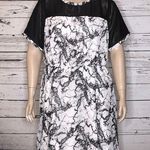 ASOS  Curve NWT Size 16 Black & White Marble Print Elastic Waistline Dress Photo 0