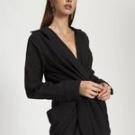 LIONESS NWT Urban Outfitters Dress Hey You Twist Front Black Small Plunge V-Neck Photo 4