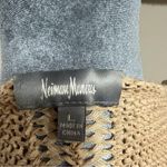 Neiman Marcus  beige brown sweater weaved long vest large fringe tie front Photo 5