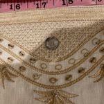 Anne Carson Linen Embroidered Beaded Midi Skirt Sz 6 Midi Slit Front Embellished Photo 12