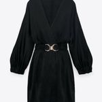 ZARA  Black Long Sleeve Dress with Belt Photo 2