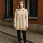 New York Laundry Warm Cozy Boho Lace Up Top With Fringe Size 1 Festival Cosplay Photo 10