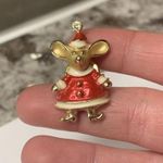 Lot Of 2 Costume Brooches Christmas Santa Claus Mouse / Rat With Tree Photo 1