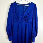 Mac Duggal Empire Long Sleeve Satin Trumpet Gown in Royal Blue Size US 4 Photo 3