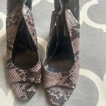 via spiga  made in Italy Y2K open toe snake print sling back chunky leather heel Photo 1