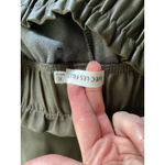 Avec Les Filles  Faux Leather Wide Leg Pants Olive Green Elastic Waist Size XS Photo 3