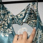 ZARA Green & Cream Paisley Silk Slip Dress Size Small Photo 6