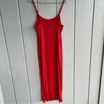Something Navy  Easy Knit Spaghetti Strap Midi Dress with Slit Red Poppy Size M Photo 5