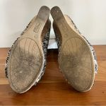 dexflex comfort  Womens Black White Floral Canvas Peep Toe Cork Wedges Size 7 W Photo 7