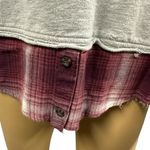 Maurice's  Gray Burgundy Plaid Lagenlook Kangaroo Pocket Lightweight Sweatshirt M Photo 4