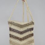 Vintage 90s Beige & Brown Crochet Crossbody Mini Bag Photo 0