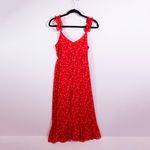 Madewell  Ruffle Strap Wrap Maxi Dress In Metallic Striped Red Prairie Posies 2 Photo 3