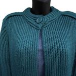 VTG 90s Christmas High Neck One Button Ribbed Knit Cardigan Teal Green Women’s M Blue Size M Photo 2