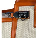Salvatore Ferragamo  Woven Canvas Leather Tote Bag Orange Trim Italy Photo 1
