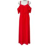 Gibson Latimer  Cherry Red Embroidered Cold Shoulder Maxi Dress size S Summer Photo 1