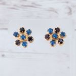 Vintage Screw Back Earrings Dark Purple & Blue Gems Photo 1