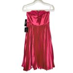 Lulus  Just Like a Movie Satin Strapless Pleated Midi Dress Small Pink Magenta Photo 10