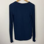 Pure + Good Womens XS Henley Thermal Top Long Sleeve Ribbed Knit Navy Blue Photo 3