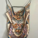 Anthropologie Floral Open Back Silky Smocked Cami Scarf Top Photo 4