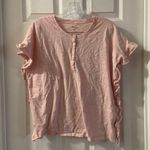 Kensie Light Pink Ruffle side Short Sleeve Tee Small Photo 0