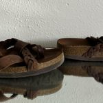 White Mountain WHITE MOUNTIAN Brown Suede Leather Harrington Braided Strappy Slip On Sandals Photo 1