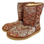 UGG  Size 9 Gold Brown Sequin Sherpa Lined Short Sparkles Classic Autumn Boots Photo 1