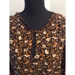 New NWT Boho Floral V Neck Tie Front Long Sleeve Top Large L Photo 4