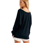 Free People Free‎ People Black Thermal V-Neck Long Sleeve Top Relaxed Fit Size M Photo 1