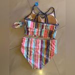Free Country  Striped Retro Bikini Swimsuit front High Waist High Cut Legs S-4/6 Photo 12