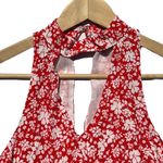 Lulus  Lean Close Red/White Floral Halter Neck Mini Swing Dress  Size XS New Photo 7