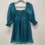 Thirty Thirty L A Teal Dress with Puff Sleeves XS‎ Blue Photo 4