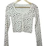 Aeropostale Long Sleeve Floral Button-Front Crop Top in White/Red Size XS Photo 4