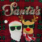 No Boundaries Ugly Christmas Sweater Juniors S Red Green Santa Reindeer Holiday Photo 2