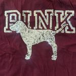 PINK - Victoria's Secret Pink By Victoria’s Secret Sparkle Sequence T- Shirt Maroon Size Medium Photo 4