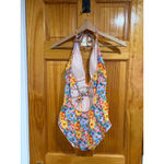 Antonio Melani  Floral Halter One Piece Swimsuit Cutout Crochet Detail Photo 1