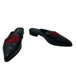 Intentionally Blank Fanning Rose Floral Embroidered Leather Mule Black 40 US 10 Photo 3