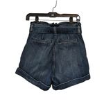 EXPRESS Super High Rise Paper Waist Bag Shortie, Dark Wash, Sz 4 Photo 4